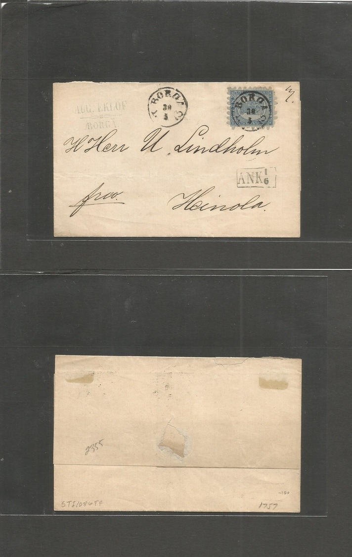 Finland. C. 1872 (30 May) Borgas - Heinole. E. Fkd 20 Pen Blue Perf, Central Cds. Fine. - Autres & Non Classés