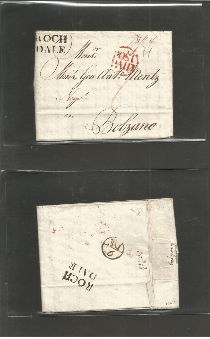 Great Britain. 1783 (4 Dec) Rochdale - Bolzano, Trentino, Italy. EL Full Contains In French Doble Stline Town + Red "POS - ...-1840 Préphilatélie