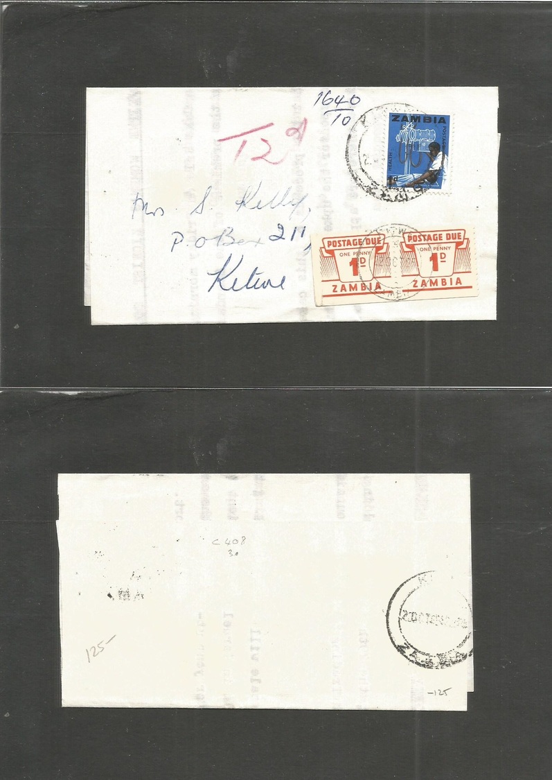 Bc - Rhodesia. 1965 (22 Oct) Zambia (former BSAC) Nkana - Keteone. Local PM Rate Unsealed 2 Mist Notification + Taxed +  - Autres & Non Classés