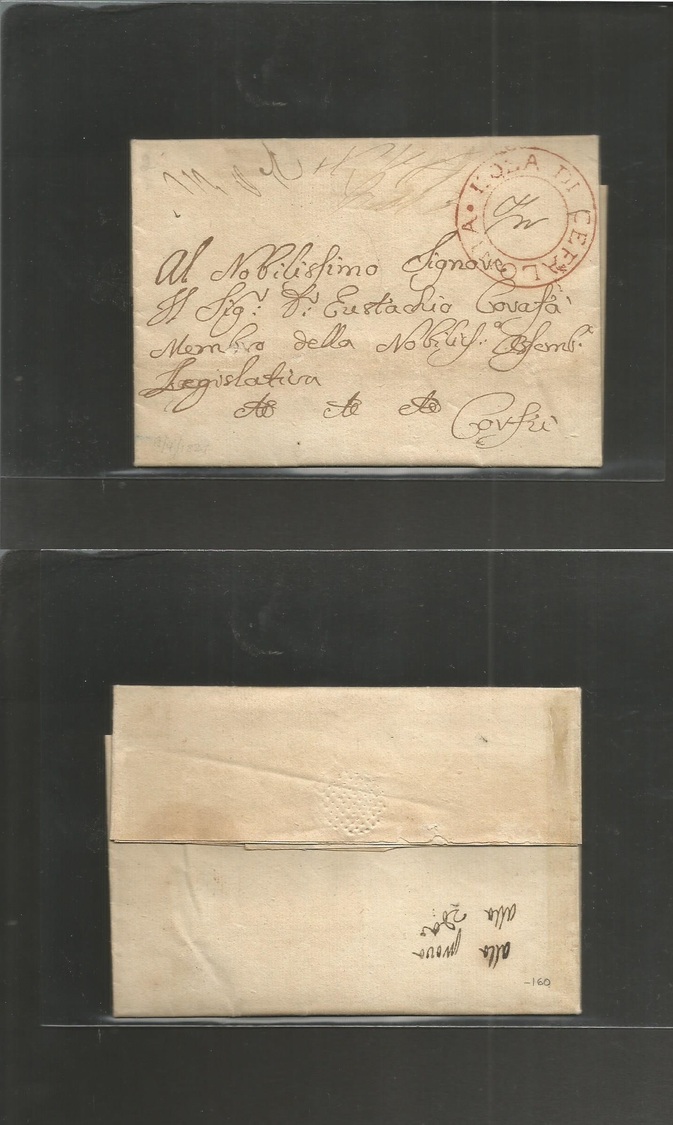 Greece. 1821 (13 April) CEFALONIA - Corfin. EL Full Text, Red Doble Ring ISOLA DI CEFALONIA (VI.31.fine) Excellent Condi - Autres & Non Classés