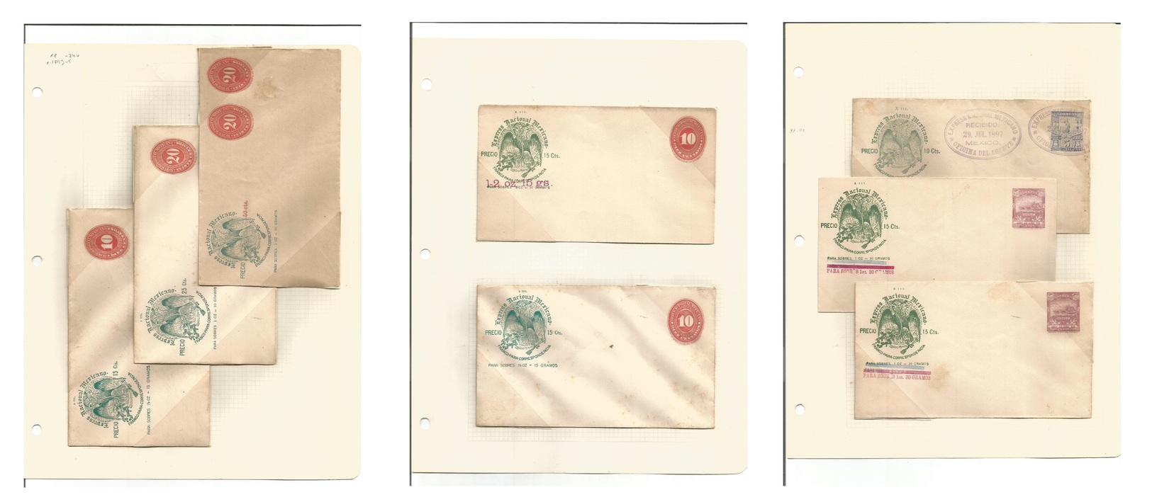 Mexico - Stationery. C. 1893-5. Express Nacional Mexico. Numerals + Military Selection Of 8 Different, "mint + One Pre-c - Mexique