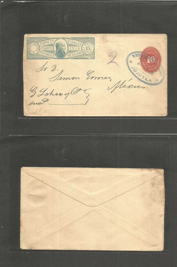 Mexico - Stationery. 1894. Joputla - DF. Express Hidalgo 15cm 10c Vermilion Large Numeral Stat Env, Oval Blue Ds. Very S - Mexique