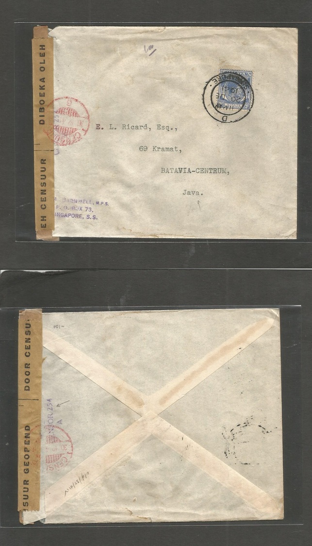 Straits Settlements Singapore. 1941 (20 Dec) GPO - Java, Batavia, Dutch Indies ( The Netherlans Were Nazi Occupied At Th - Singapour (1959-...)