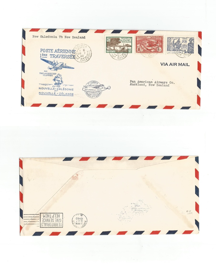 Airmails - World. 1940 (18 July) New Caledonia - New Zealand (18 July) Panama Clipper Special First Flight Fkd Envelope. - Sonstige & Ohne Zuordnung
