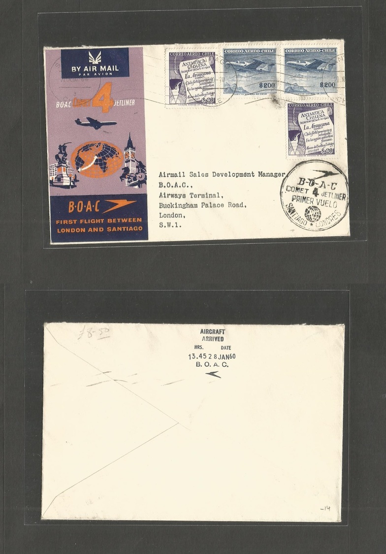 Airmails - World. 1960 (28 Jan) Chile - UK. First BOAC Flight. Fine. - Other & Unclassified