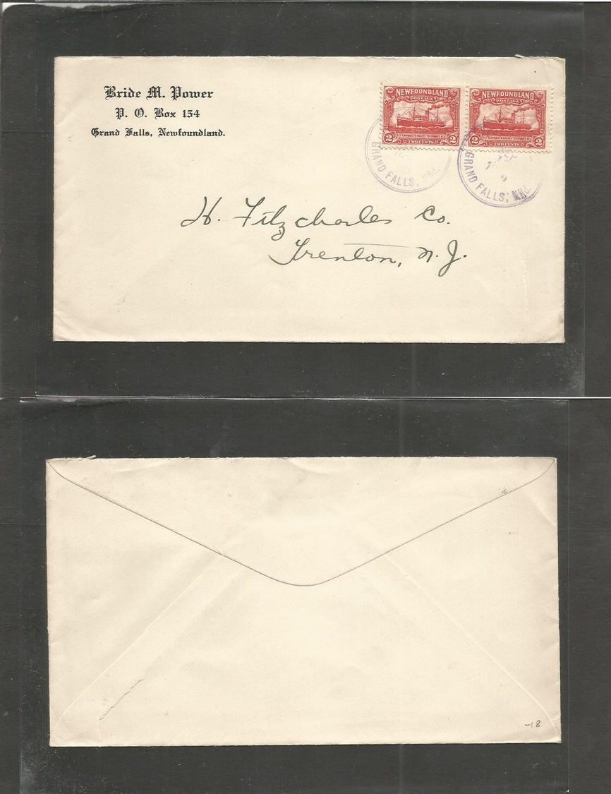 Canada. 1948 (Sept 13) Newfounland. Grand Falls - Trecton, NJ, USA. Fkd Env At 4c Rate, Violet Cds. Fine. - Otros & Sin Clasificación