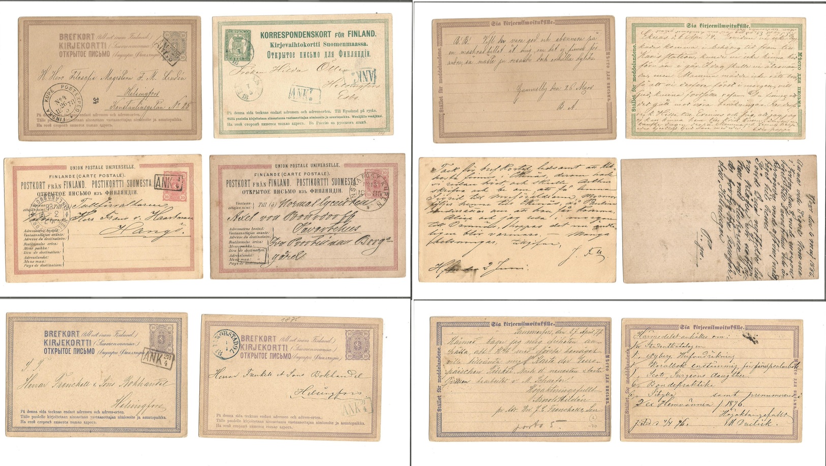 Finland. 1876-88. 6 Better Used Stationary Cards. VF Group Opportunity. - Autres & Non Classés