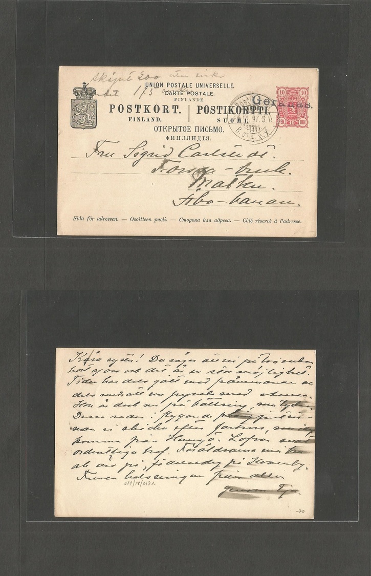 Finland. 1897 (28 Sept) Gerknas - Malku. 10pf Red Stat Card, Straightline Town Name Usage. Fine + TPO. - Autres & Non Classés