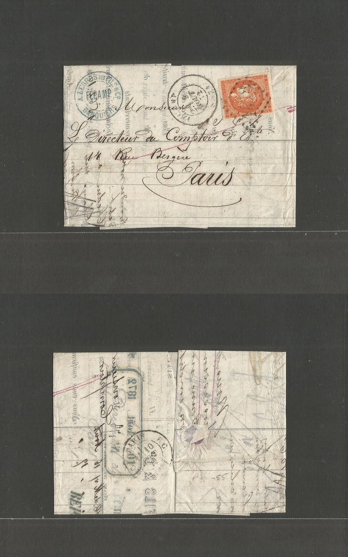 France. 1872 (9 Aug) Fecamp - Paris. Bordeaux Issue 40c Full Margin, Tied "1428" Dots. Fine. - Autres & Non Classés