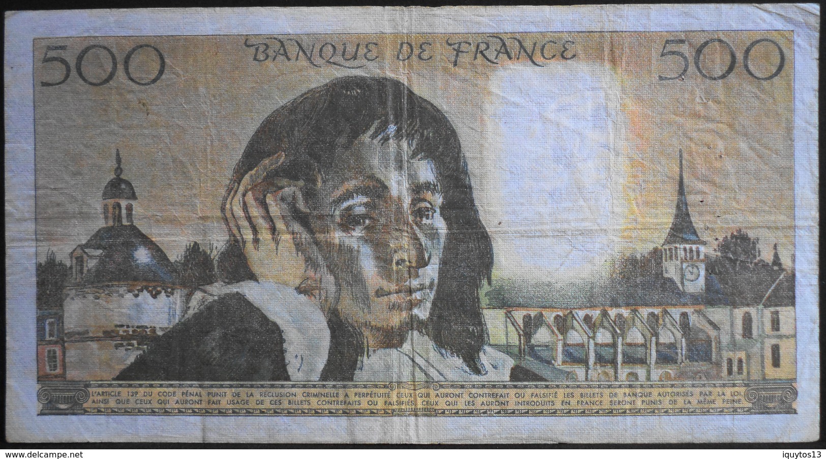 FRANCE 1 BILLET De BANQUE De 500Francs PASCAL - Année 1984 - J.5-7-1884.J. - Bon état - 500 F 1968-1993 ''Pascal''