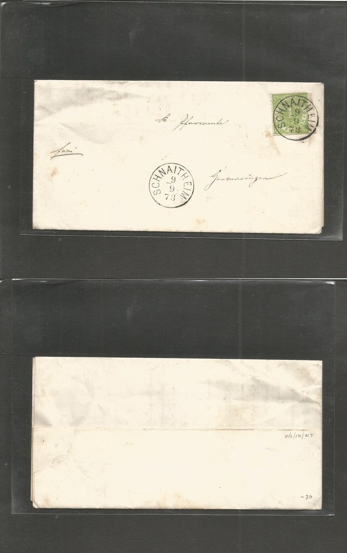 German States-Wurttemberg. 1873 (9 Sept) Schnaitheim - Gazmirzin. Gen Unsealed Pm Letter Fkd 1kr Green Perce Adtls Cds.  - Autres & Non Classés