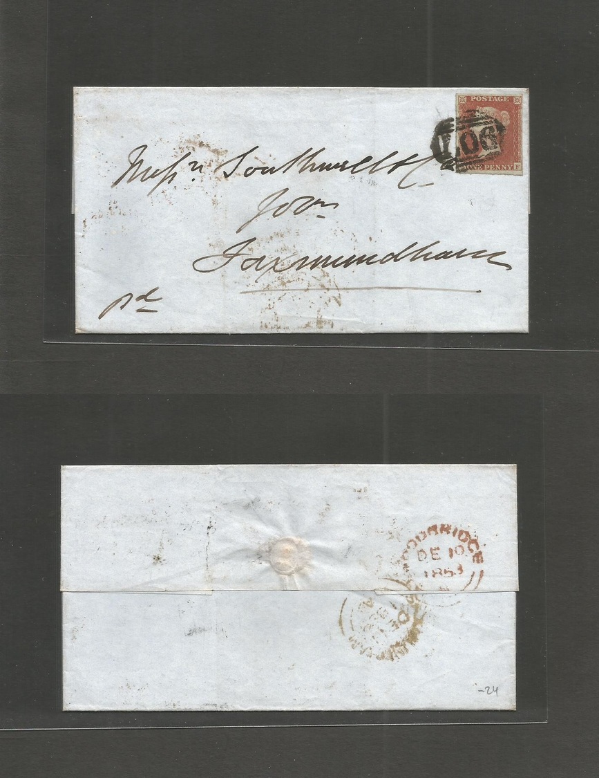 Great Britain. 1853 (Dec 10) Woodbridge - Saxmundham (11 Dec) E. Fkd 1841 1d Tied, Full Margins, Tied "106" Grill. VF. - ...-1840 Vorläufer