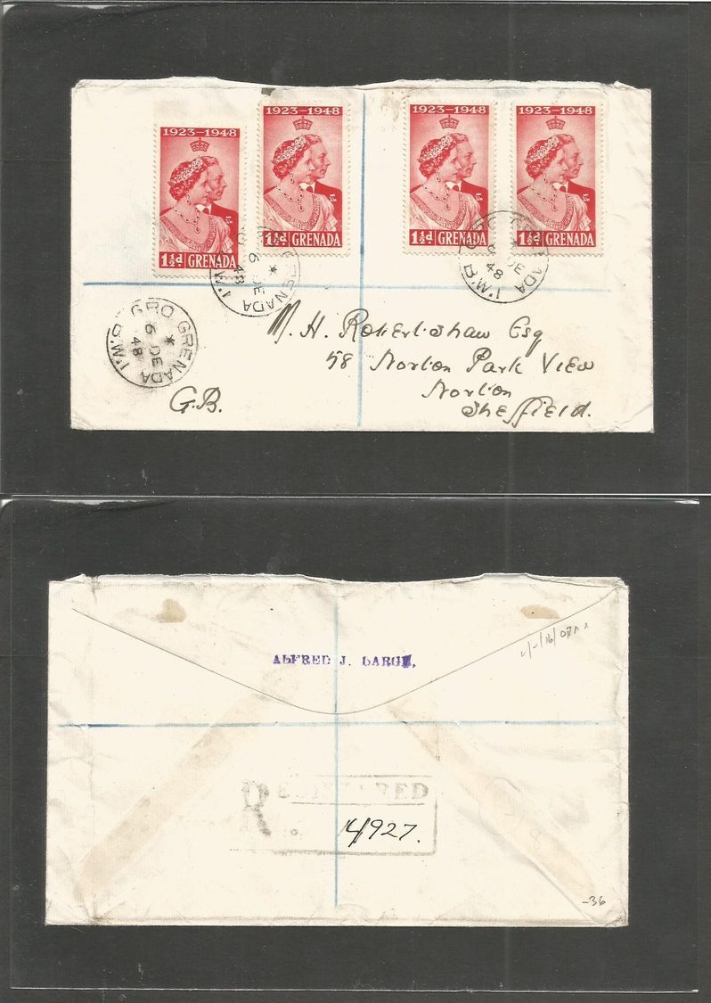 Bc - Grenada. 1948 (6 Dec) GPO, BWI - UK, Shelfield, Norton. Silver Wedding Multifkd Registered Env 6d Rate + R-cachet R - Autres & Non Classés