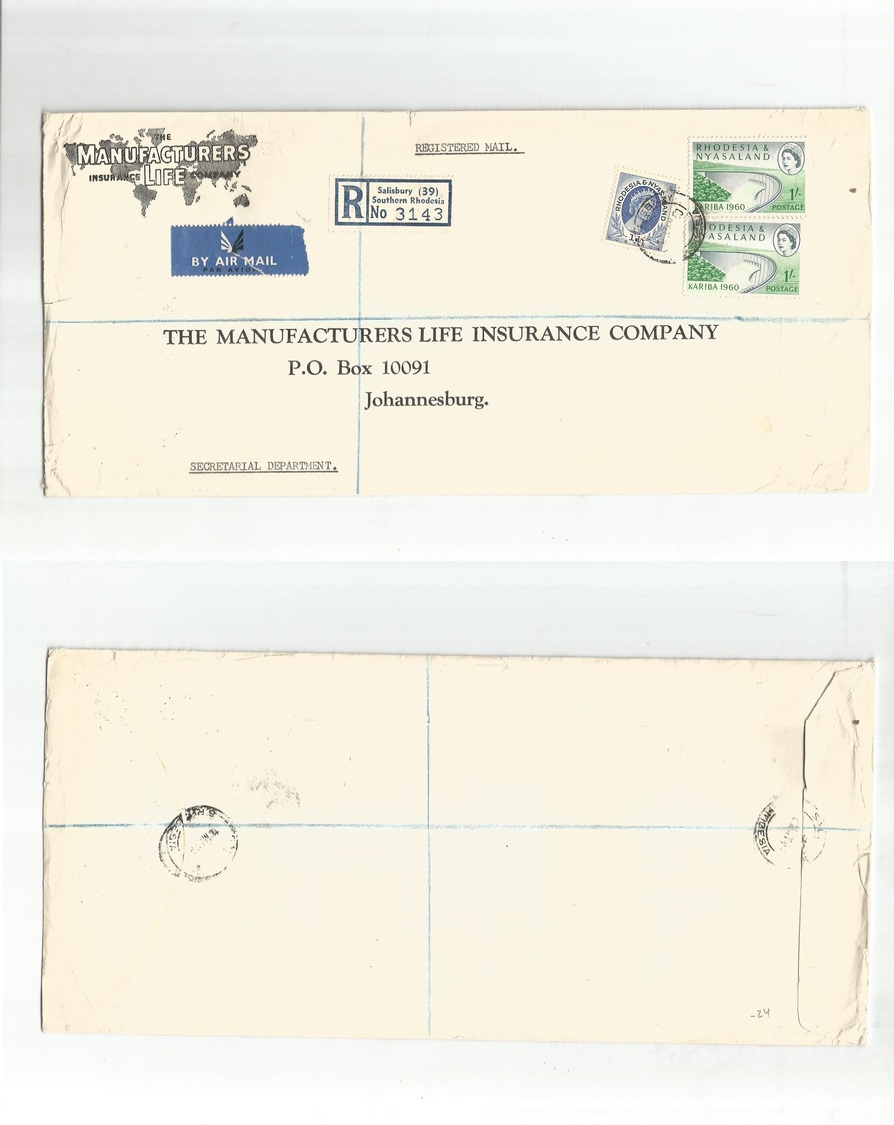Bc - Rhodesia. 1960 (10 May) Salisbury - South Africa, Joburg. Rhodesia & Nyassaland Issue. Air Registered Multifkd Env  - Sonstige & Ohne Zuordnung