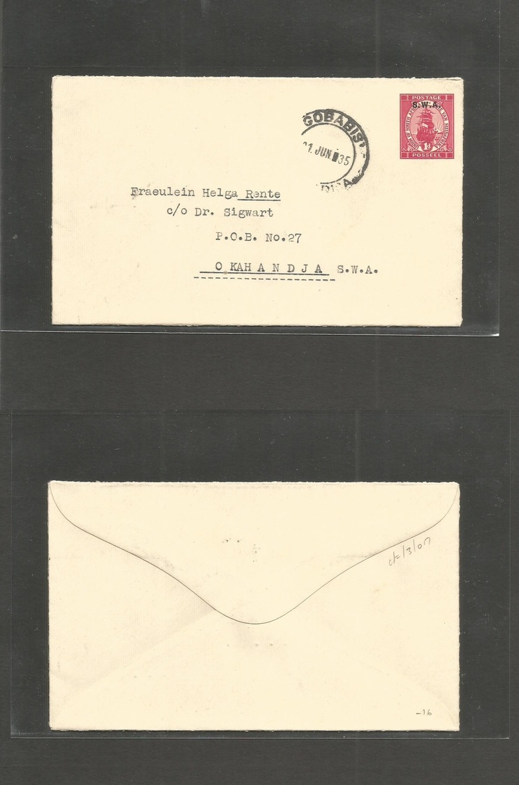Bc - Swa. 1935 (21 June) Gobabigi - Okahandja Ovptd Stat Env. Local Used. Fine. - Autres & Non Classés