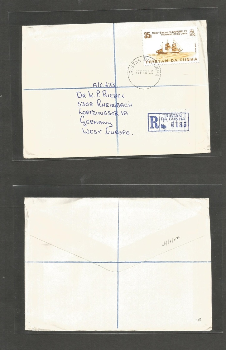 Bc - Tristan Da Cunha. 1985 (27 Feb) GPO - West Germany. Rheinbach. Registered Single Fkd Env. R-cachet. - Autres & Non Classés