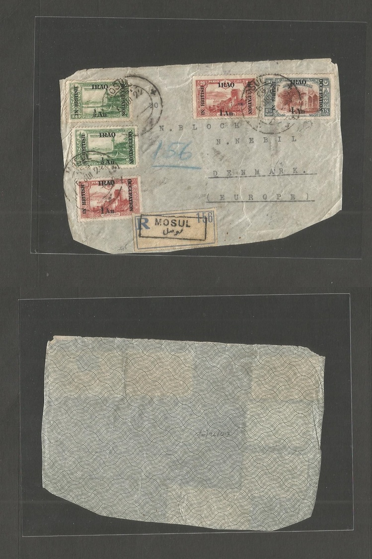 Iraq. 1922. British Administration. Mosul - Denmark. N. Nebil. Registered Ovptd Multifkd Front Only. Scarce Destination. - Iraq