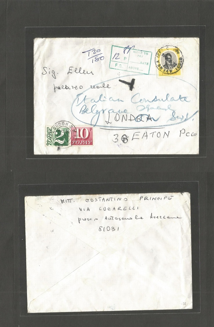 Italy - Xx. 1976 (24 Sept) Aversa - UK, London. Fkd + Taxed + GB P. Dues, Tied. Scarce Modern Combination. Fine. - Non Classés