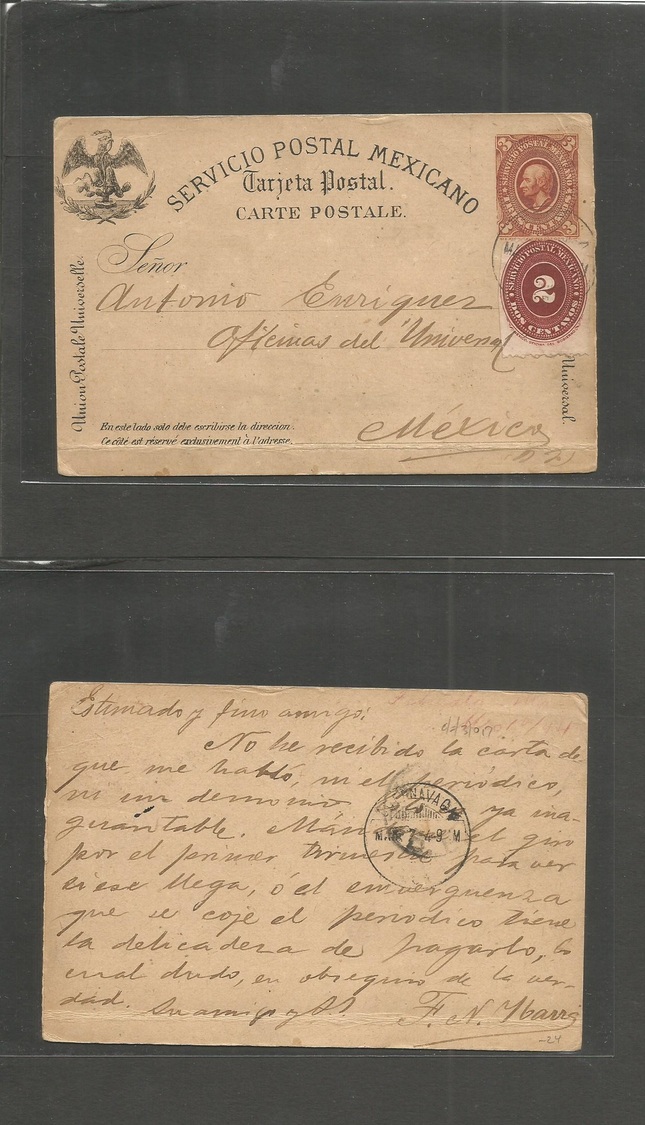 Mexico - Stationery. 1894. Cuernavaca - DF. 3c Orange Medallion Stat Card + 2c Unusual Adlts. Small Village Origin. - Mexique
