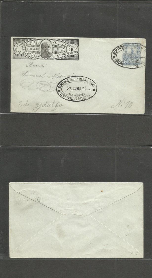 Mexico - Stationery. 1897 (23 June) Tulancingo Express Hidalgo 5c Blue Military Issue On Celestial Blue Paper. Fine + Sc - Mexico