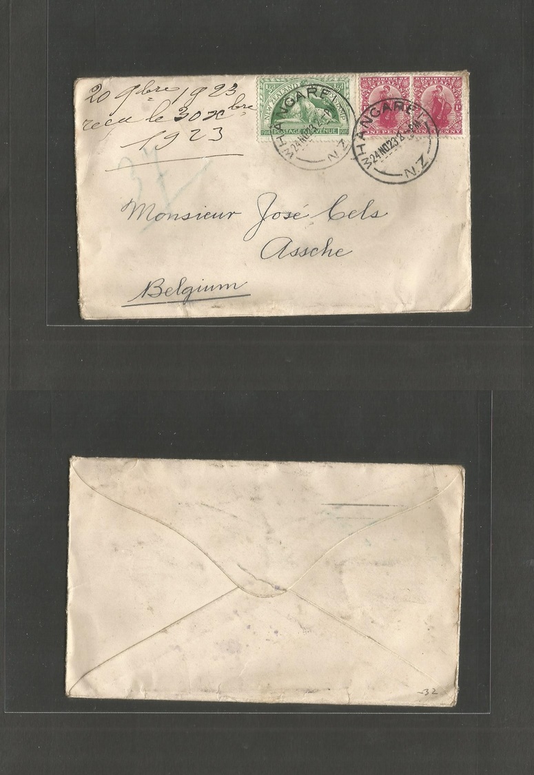 New Zealand. 1923 (24 Nov) Whangare - Belgium, Asscheo. Multifkd Env + Dest From This Village. Includes Victory Stamp. - Sonstige & Ohne Zuordnung