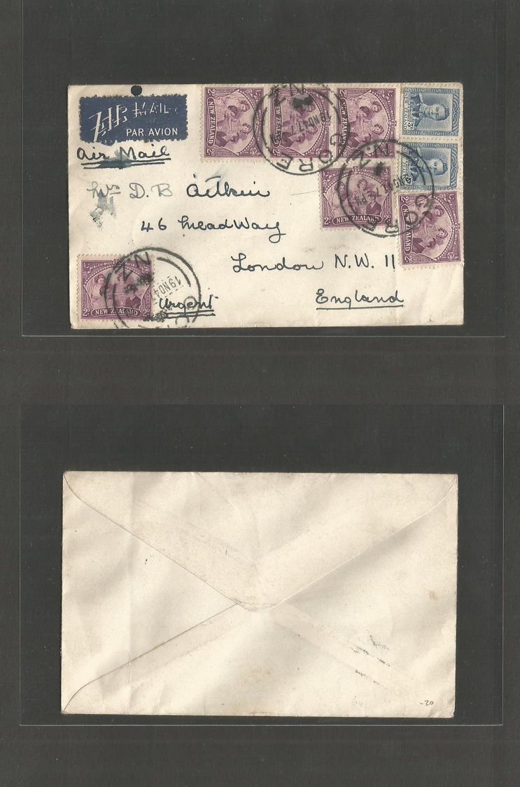 New Zealand. 1947 (19 Nov) Gore - UK, London. Air Multifkd Envelope. Fine. Mns Urgent (Express) - Autres & Non Classés