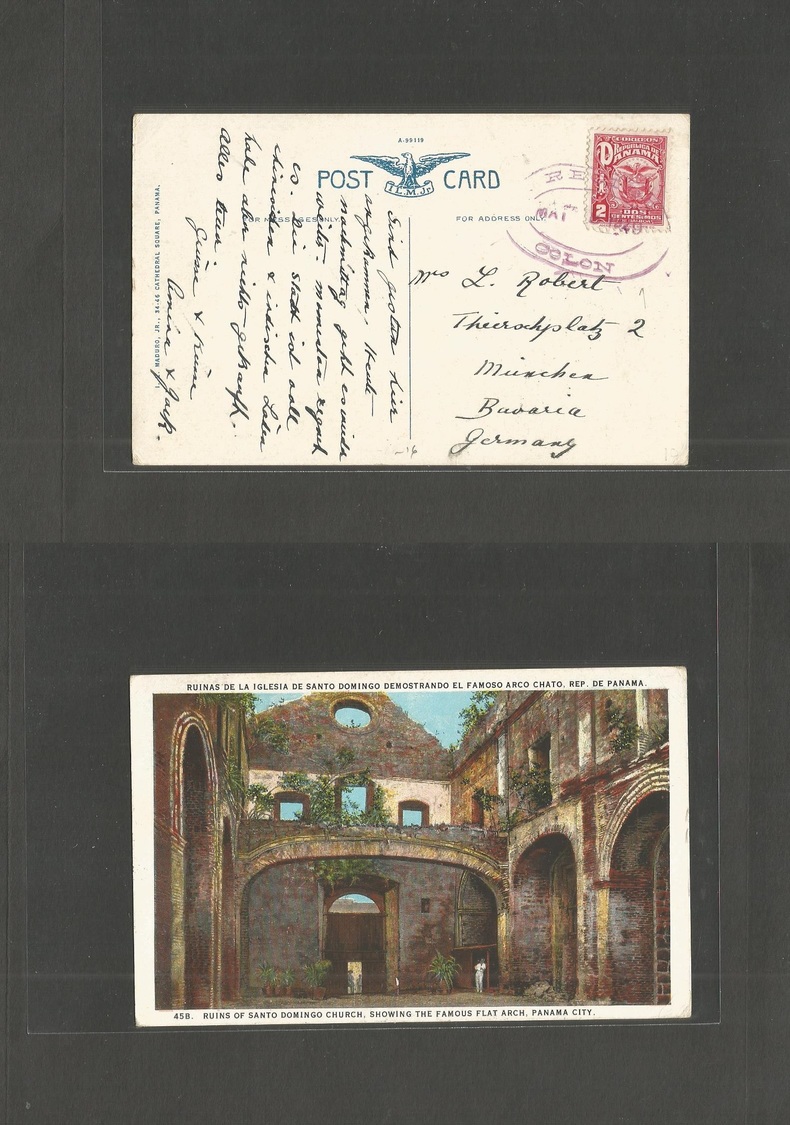 Panama. 1929. Colon - Germany, Munich. Color Ppc Fkd, Oval Town Name Cds. Fine. - Panama