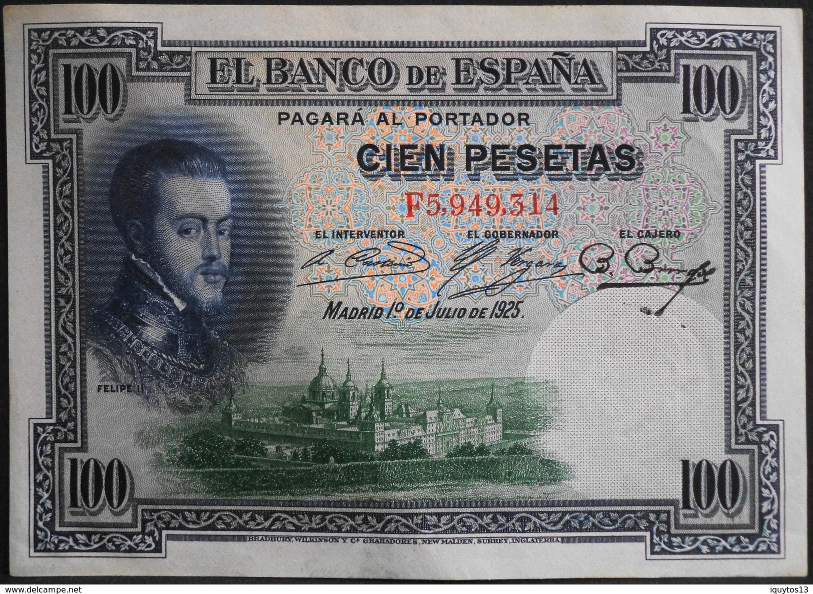 ESPAGNE 1 BILLET De BANQUE De 100 Pesetas - Année 1925 - F5,949,314 - Très Bon état - 100 Pesetas