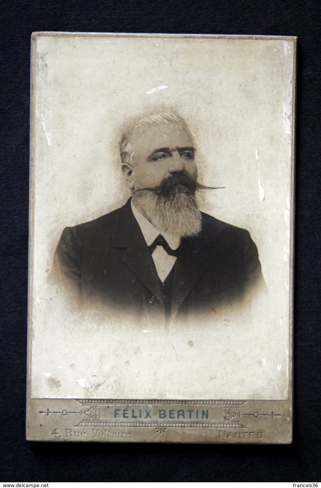 Photographie CDV Circa 1890 - Felix Bertin - NANTES - Homme Avec Belle Moustache Et Barbe - Barbu Moustachu - Persone Identificate