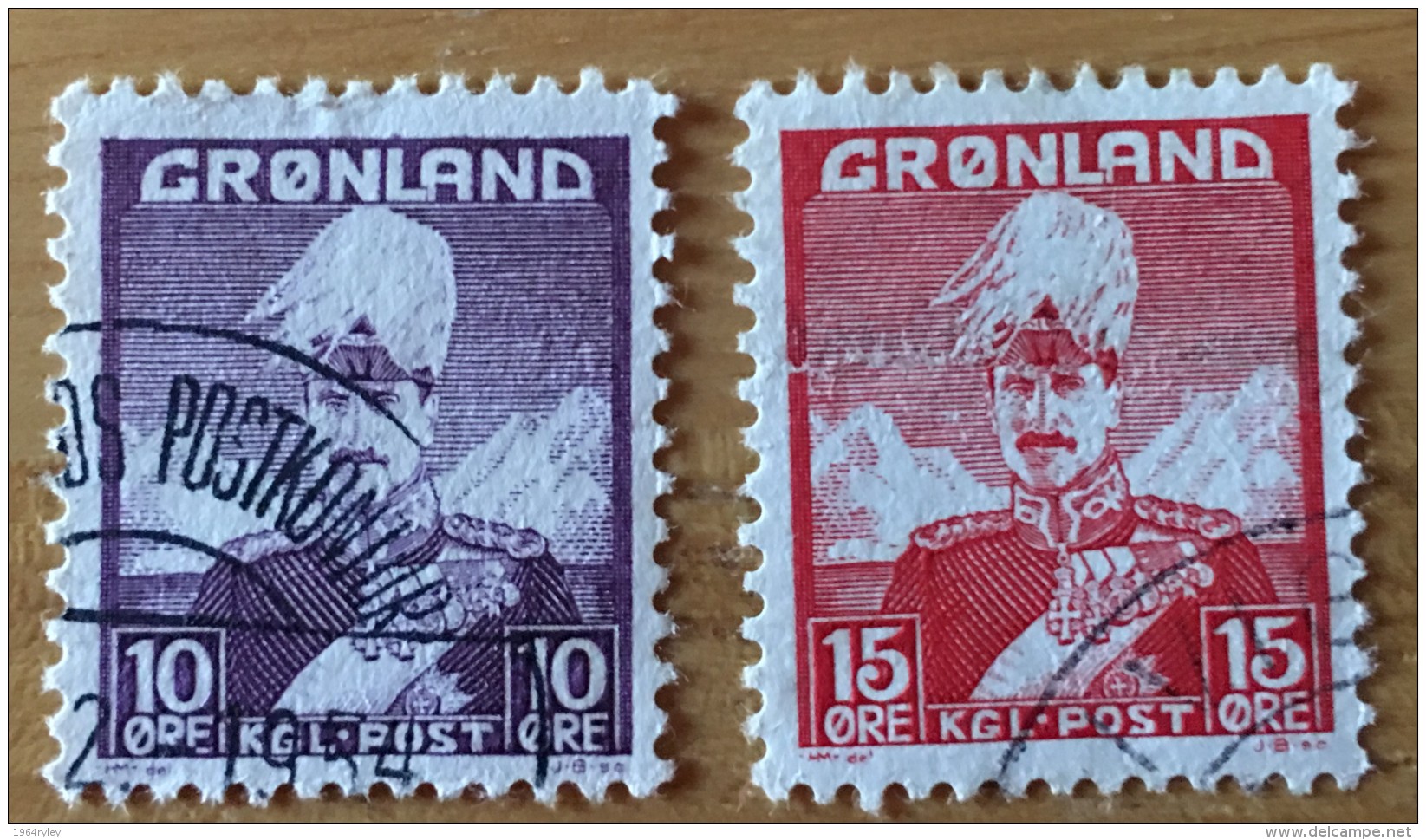 Greenland  - MH*  -  1938  - #  4, 5 - Usados