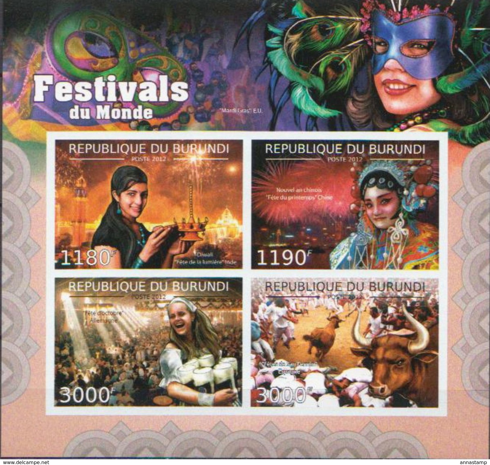 Burundi MNH Festivals Imperforated Sheetlet And SS - Carnival