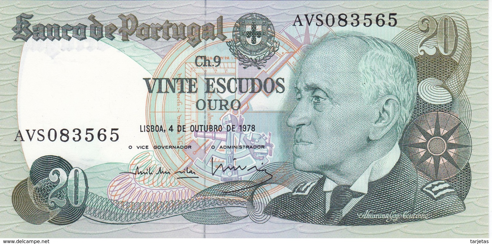 BILLETE DE PORTUGAL DE 20 ESCUDOS ORO  AÑO 1978   (BANKNOTE) SIN CIRCULAR-UNCIRCULATED - Portugal