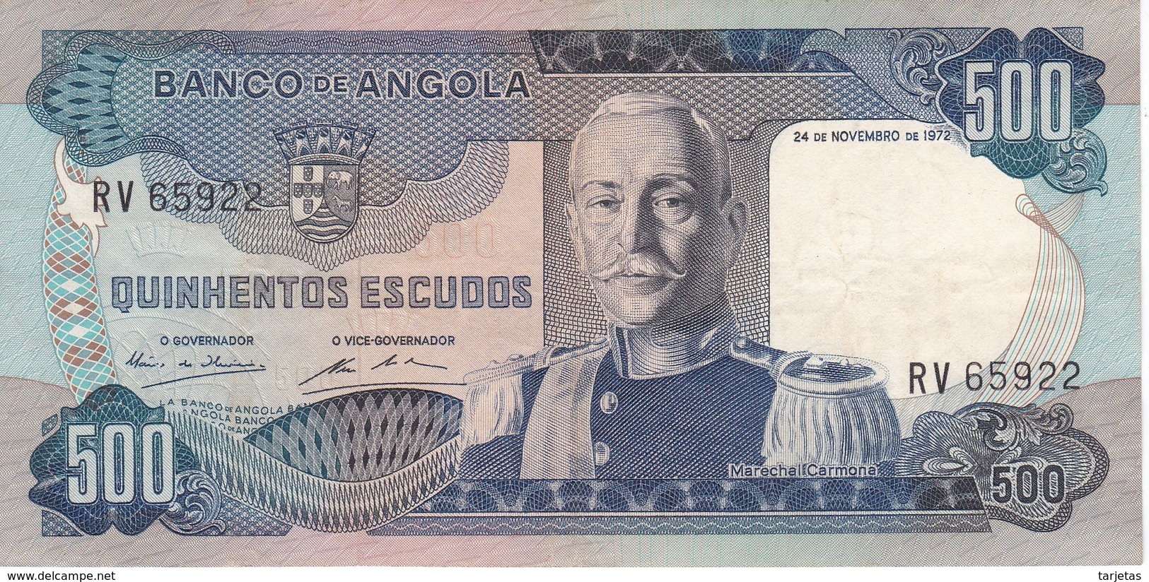 BILLETE DE ANGOLA DE 500 ESCUDOS DEL AÑO 1972 EN CALIDAD MBC (VF)(BANKNOTE) - Angola