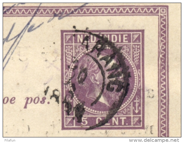 Nederlands Indië - 1883 - 5 Cent Briefkaart Met Particuliere Opdruk Van Deurwaarder Van Samarang Naar Halte Kaliosso - Nederlands-Indië