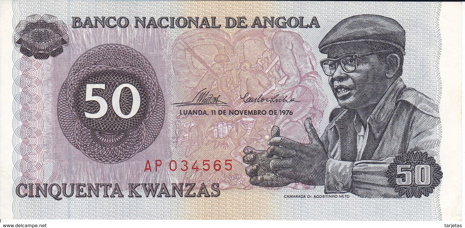 BILLETE DE ANGOLA DE 50 KWANZAS DEL AÑO 1976 (BANKNOTE) SIN CIRCULAR-UNCIRCULATED - Angola