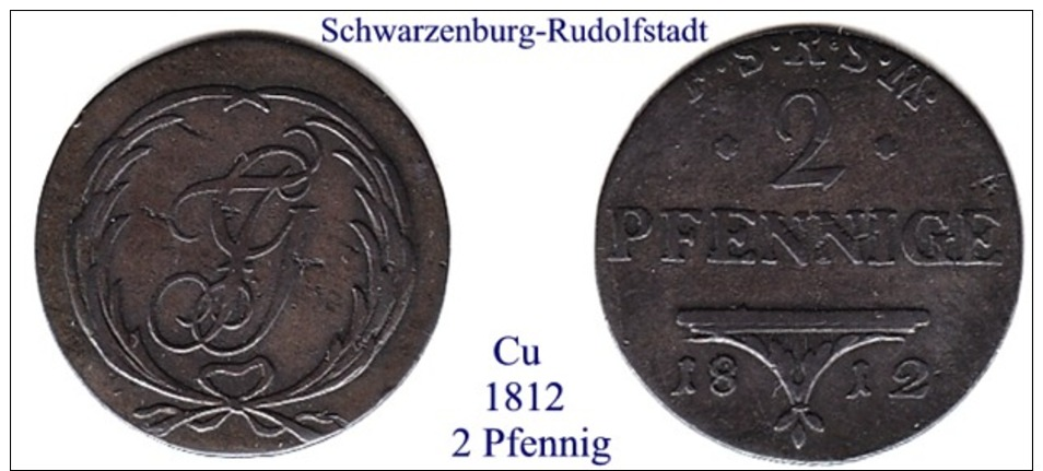 DL-1812, 2 Pfennig,  Schwarzenburg-Rudolstadt - Piccole Monete & Altre Suddivisioni