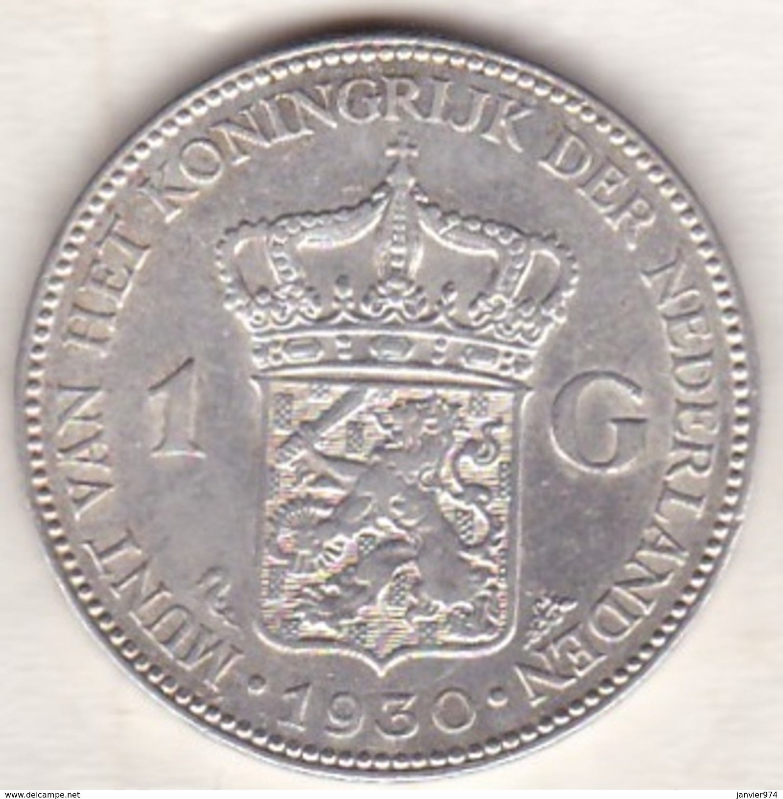 Pays-Bas 1 Gulden 1930,  Wilhelmina, En Argent KM# 161 - 1 Florín Holandés (Gulden)