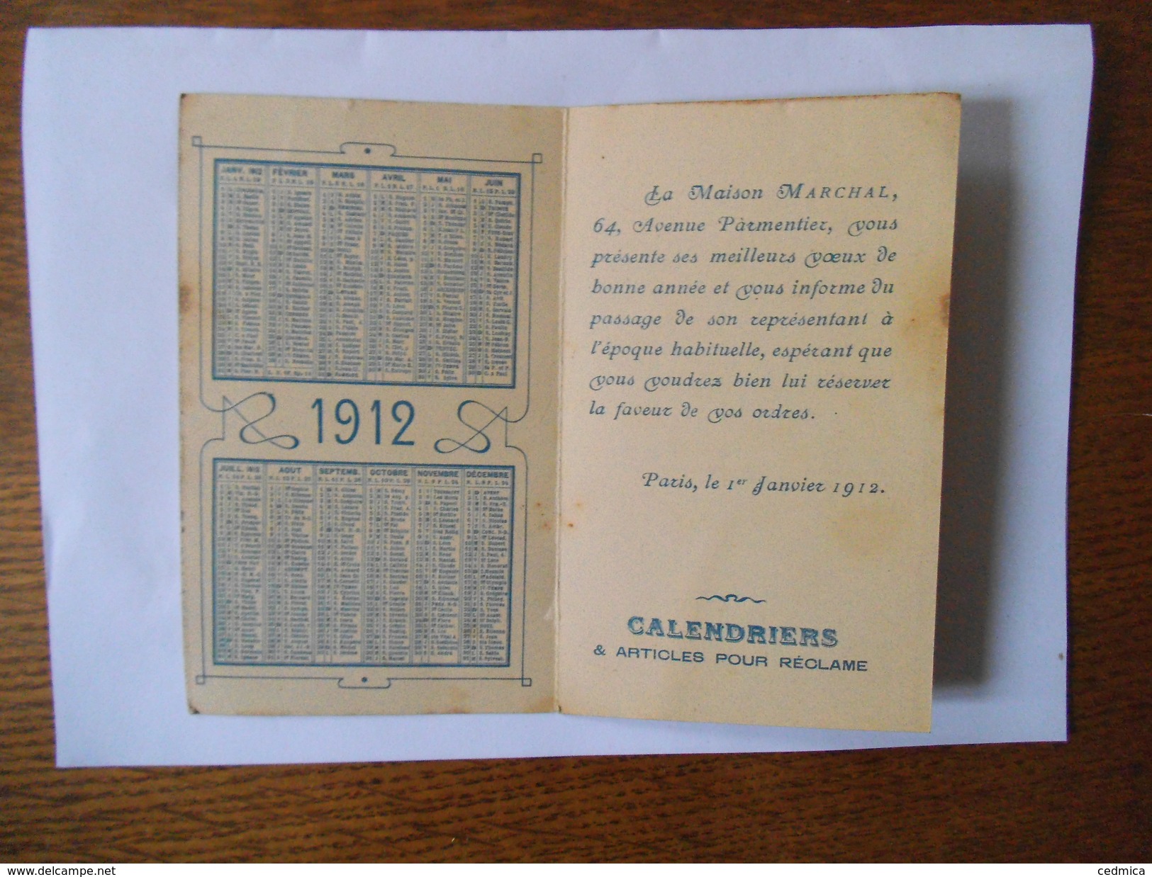 1912 LA MAISON MARCHAL 64 AVENUE PARMENTIER PARIS - Petit Format : 1901-20