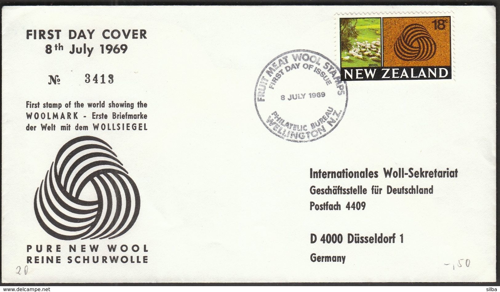 New Zealand Wellington 1969 / Sheeps And Wool Mark On Carpet / Industries / FDC - Fábricas Y Industrias