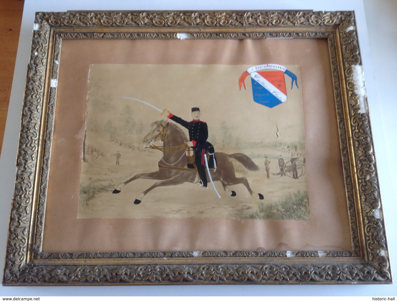 Tableau Dessin Montage Cavalier 5e Regiment D'Artillerie 1895 - Dessins