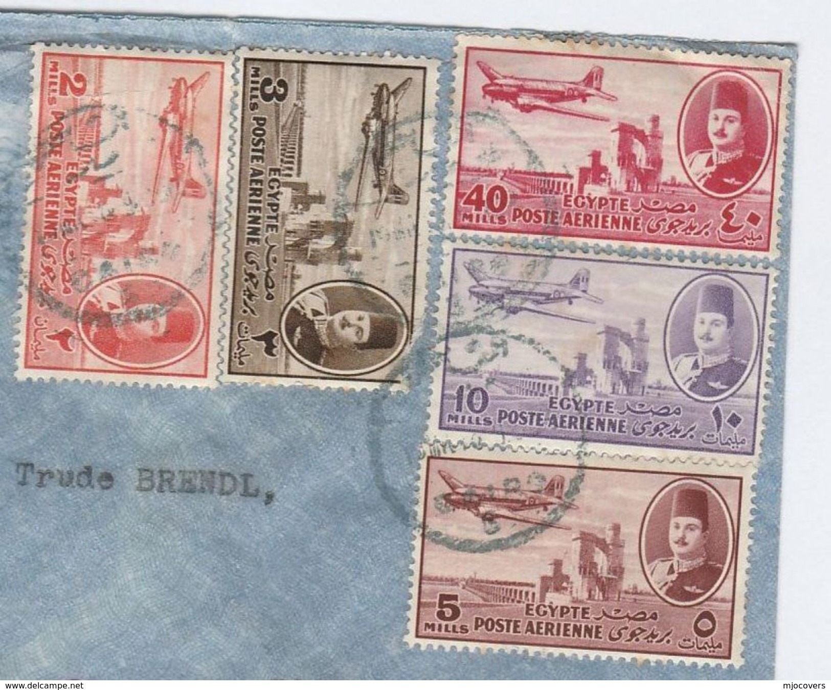 1949 Air Mail EGYPT COVER With AUSTRIA CENSOR Censored Stamps Aviation - Covers & Documents