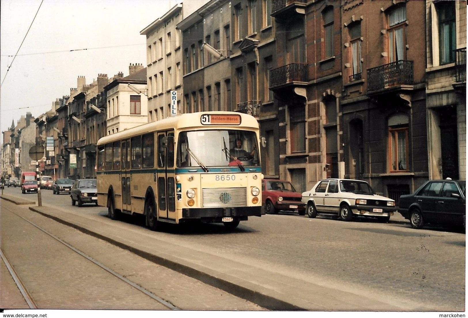 Bruxelles (1030) : L'ancien Autobus 51 Longeant Les Voies Du Tram Aux Environs De La Gare Du Nord. Carte-Photo Rare. - Transport Urbain En Surface