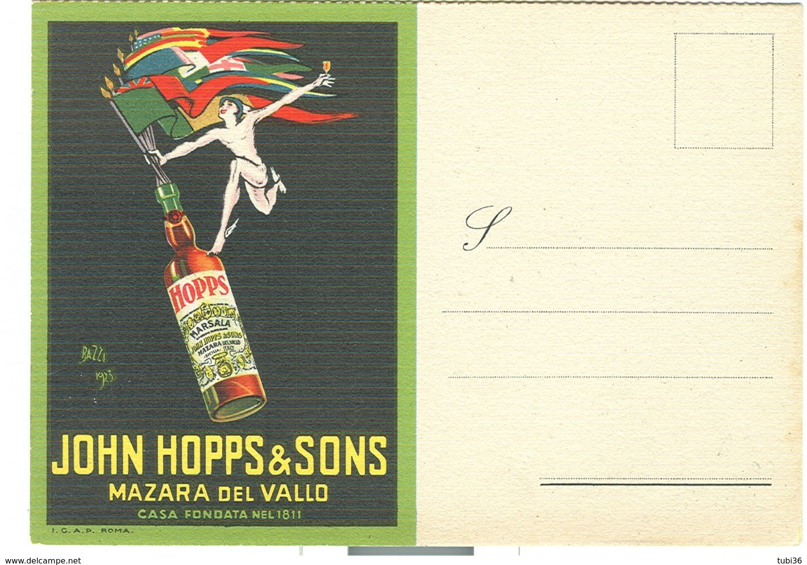 John Hopps & Sons, Mazara Del Vallo - Casa Fondata Nel 1811,PUBBLICITARIA, FIRMA BAZZI 1923, NUOVA PERFETTA - Mazara Del Vallo