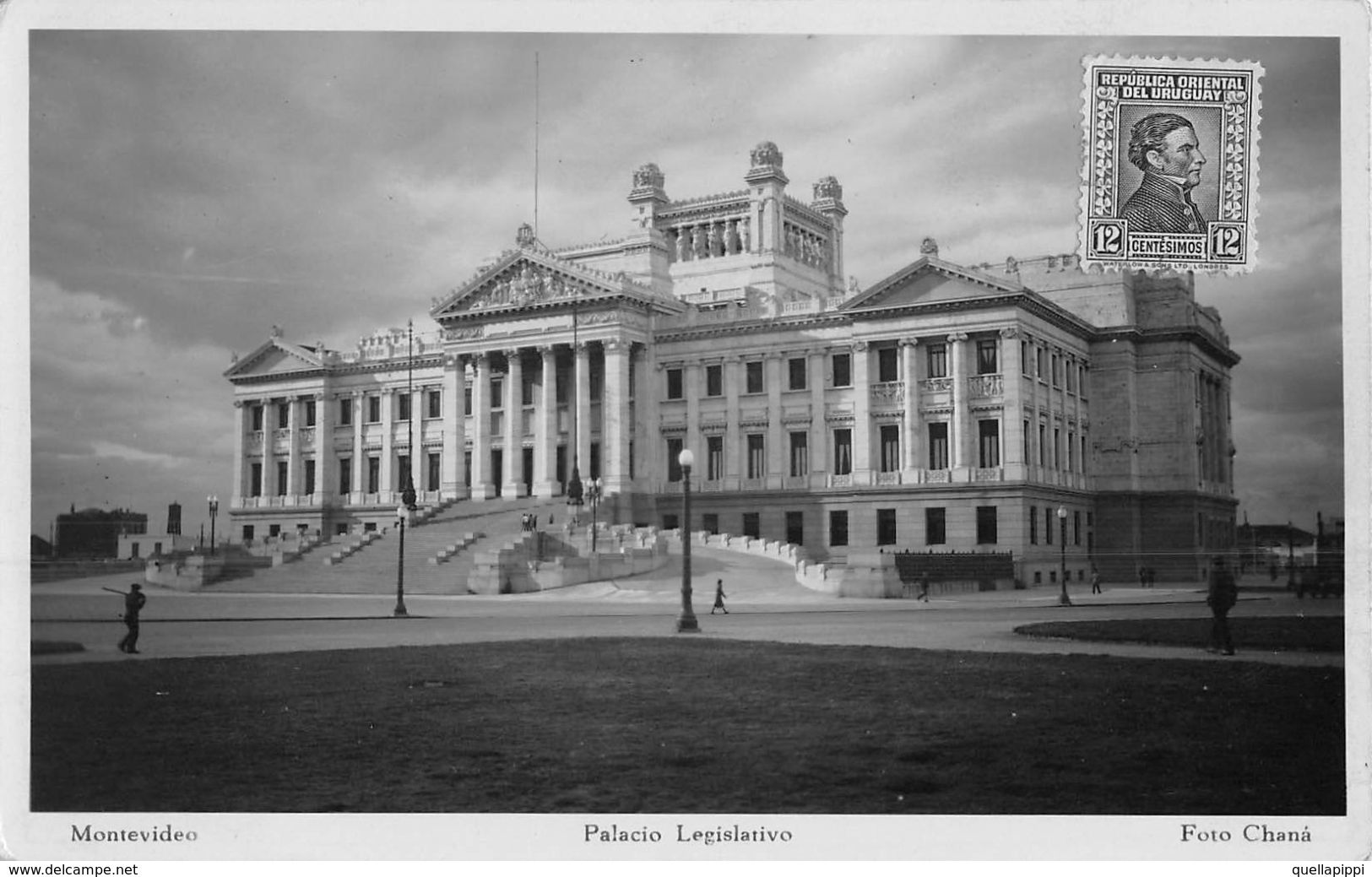 06634 "URUGUAY - MONTEVIDEO - PALACIO LEGISLATIVO" ANIMATA, FOTO CHANA. CART  SPED 1936 - Uruguay