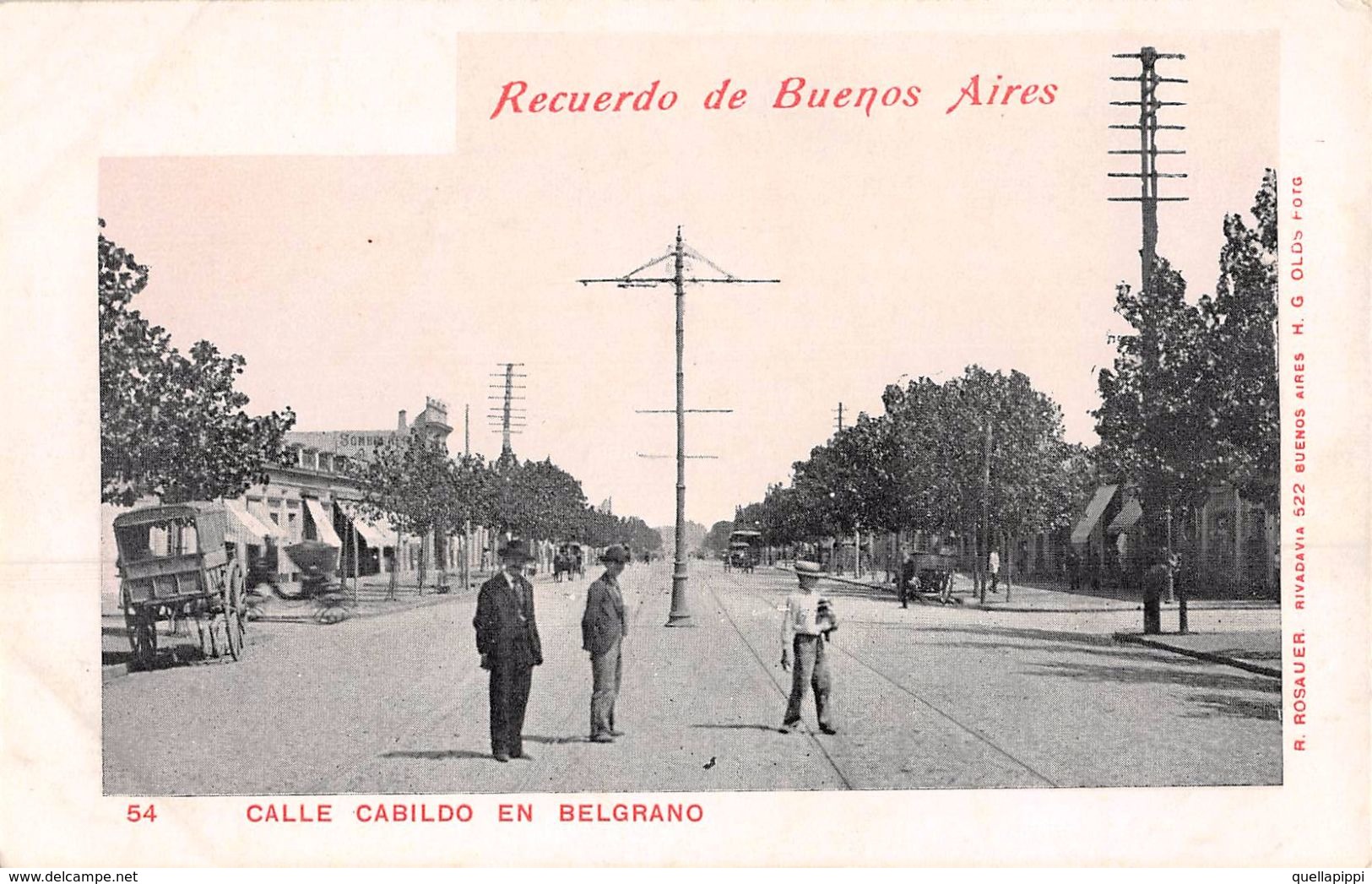 06637 "ARGENTINA - BUEONOS AIRES - CALLE CABILDO EN BELGRANO" ANIMATA, CARRI CON CAVALLI. CART NON SPED - Argentina