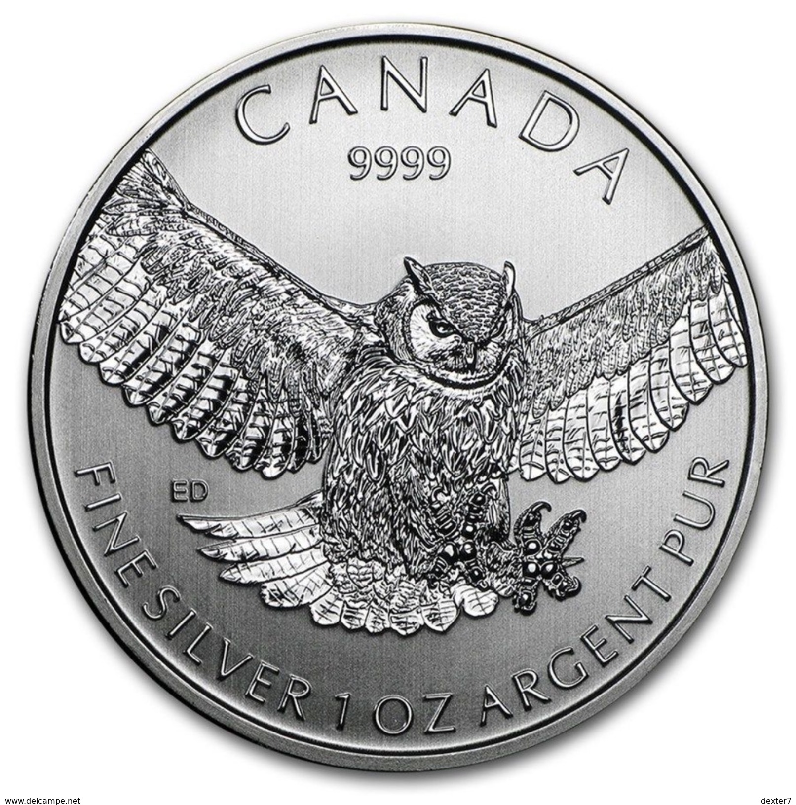 Canada, Great Horned Owl 1 Oz 2015 Silver 999 Pure - 1 Oncia Argento Puro Bullion - Canada