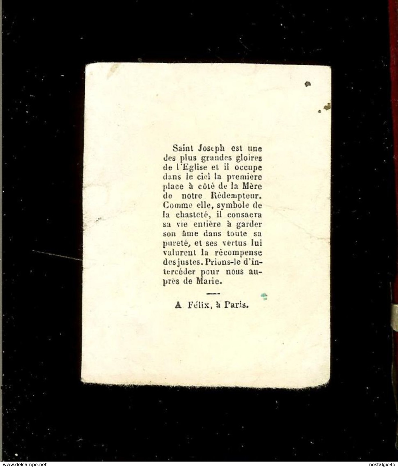 A.Felix Paris - Saint Joseph  Daignez Attirer Sur Nous Les Yeux De Marie - Devotieprenten