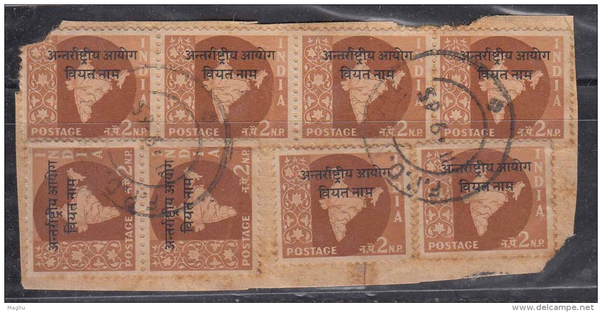 Postal Used On Piece, India Ovpt. Vietnam, India Military, Map Series - Franchise Militaire