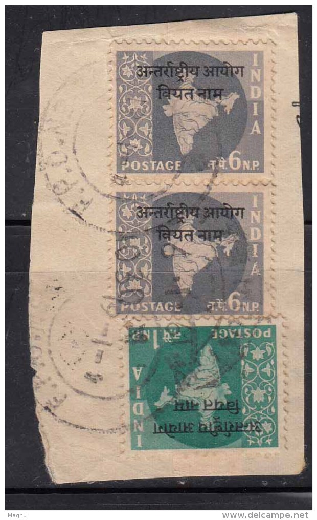 Postal Used On Piece, India Ovpt. Vietnam, India Military, Map Series - Franchise Militaire