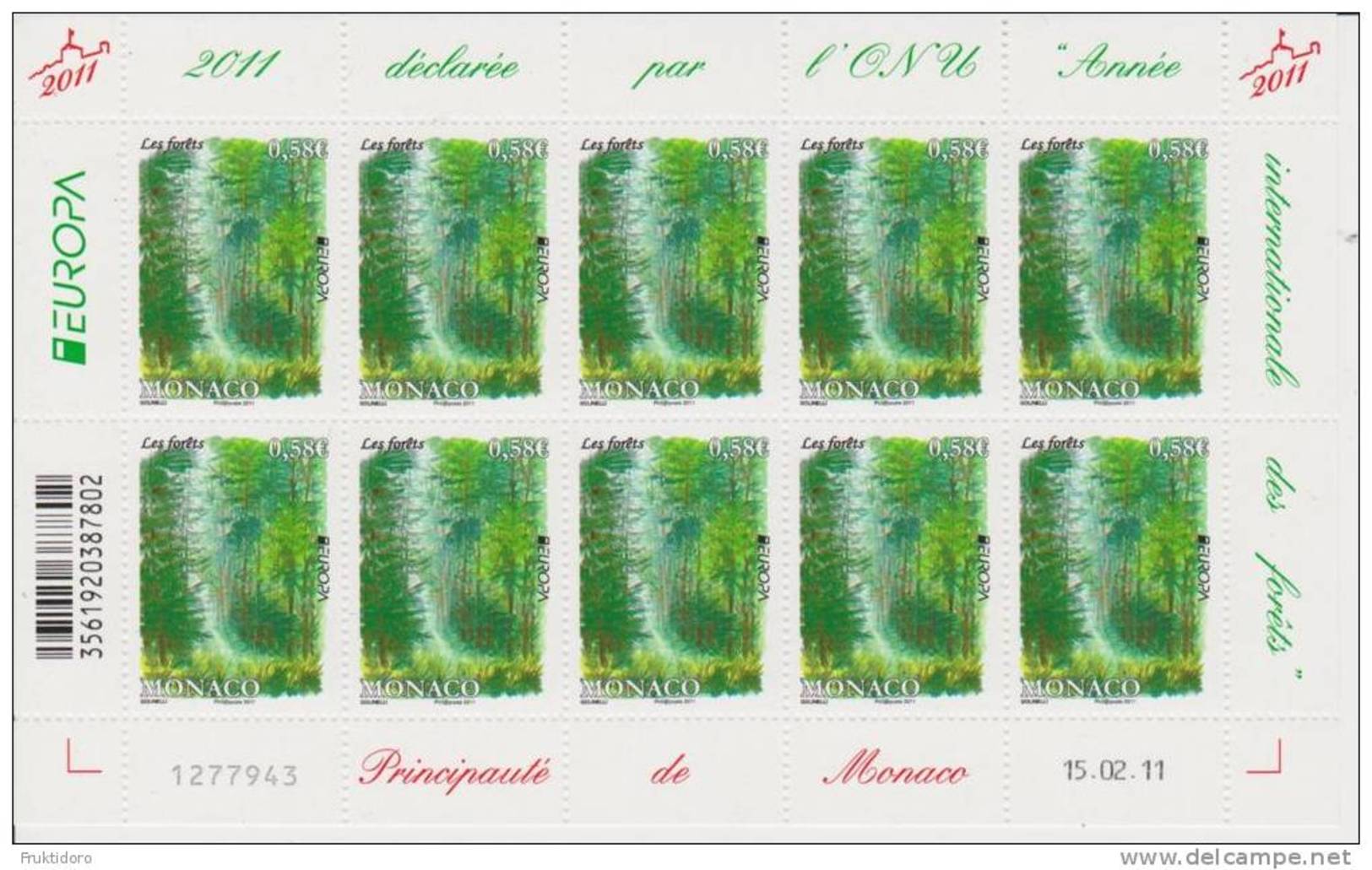 Monaco Mi 3039 Europa - Forests Full Sheet - Feuille * * Alpine Forest - 2011 - Nuevos